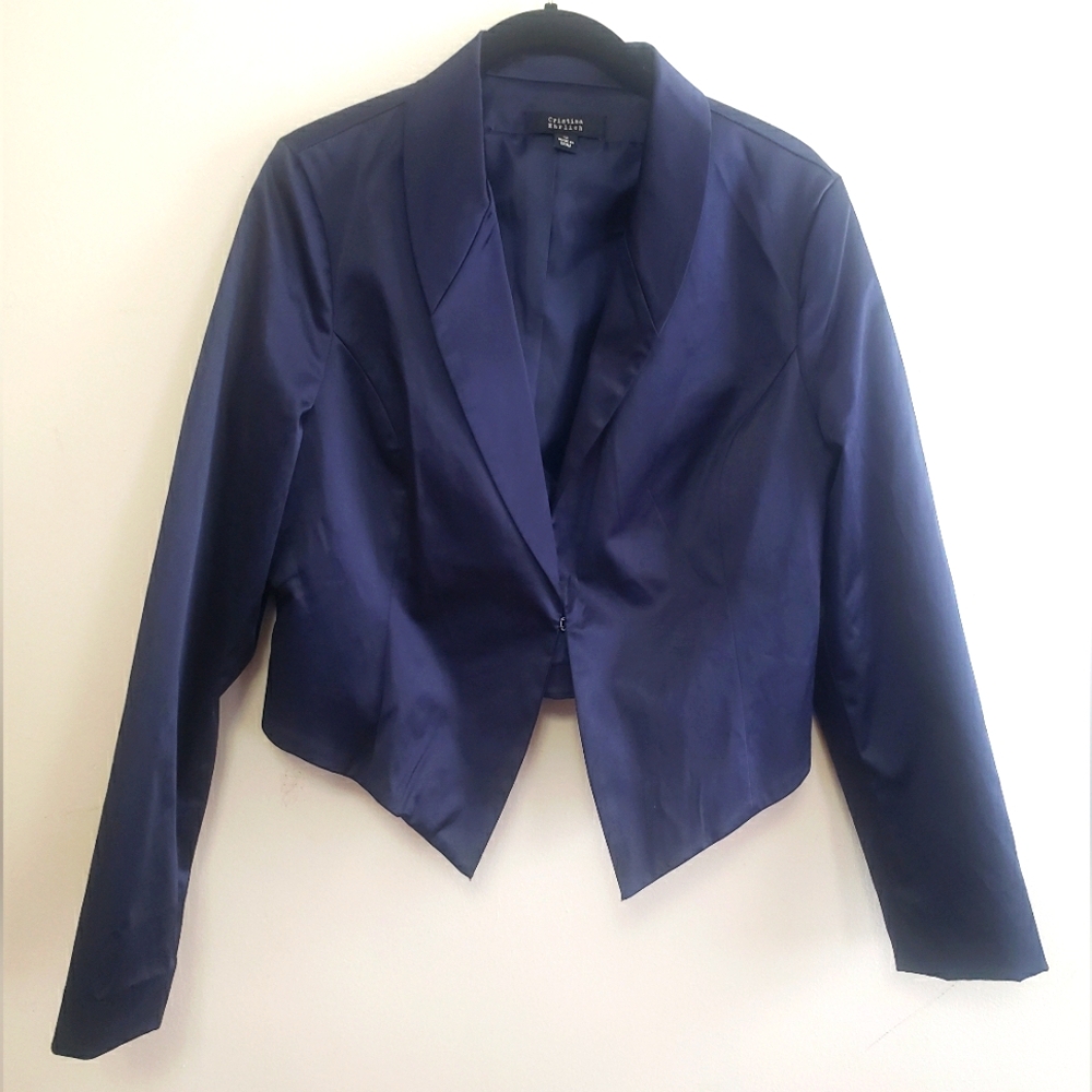Cristina Ehrlich Women's Blue Satin Blazer~ Size 12